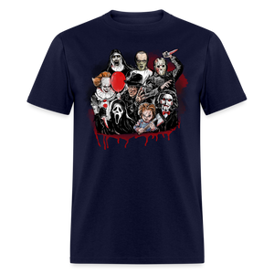 Horror Characters Friends Halloween Tee Shirt Scary Movie Horror Friends T-shirt - navy
