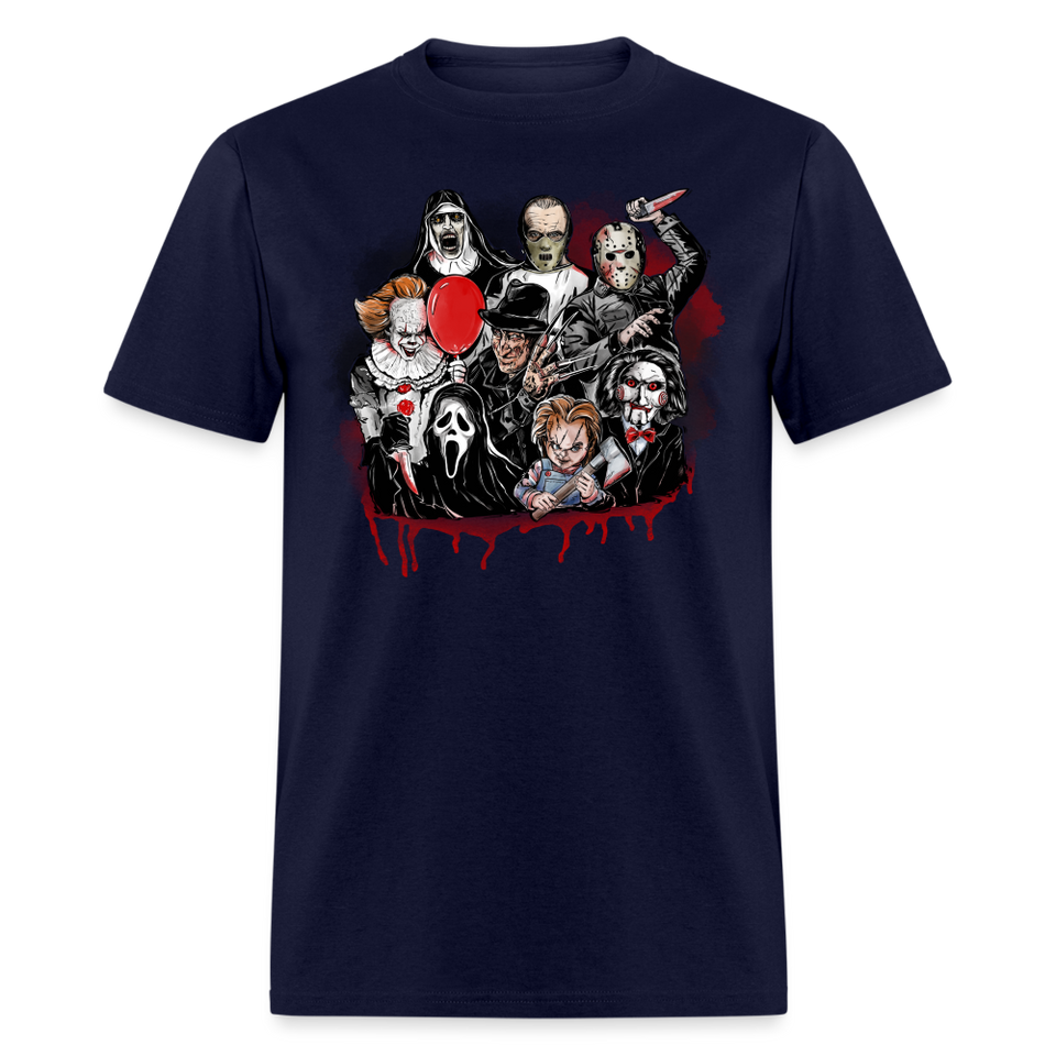 Horror Characters Friends Halloween Tee Shirt Scary Movie Horror Friends T-shirt - navy