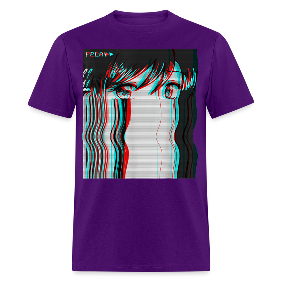 Vaporwave Aesthetic Sad Anime Girl Retro Eboy Egirl Harajuku T-Shirt - purple