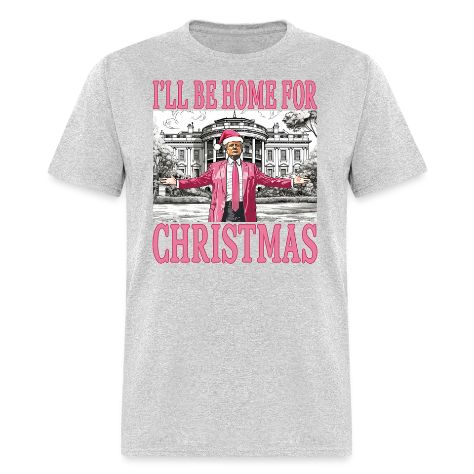 Funny Trump 2024 I'll Be Home Christmas Santa Xmas Pajamas T-Shirt - heather gray