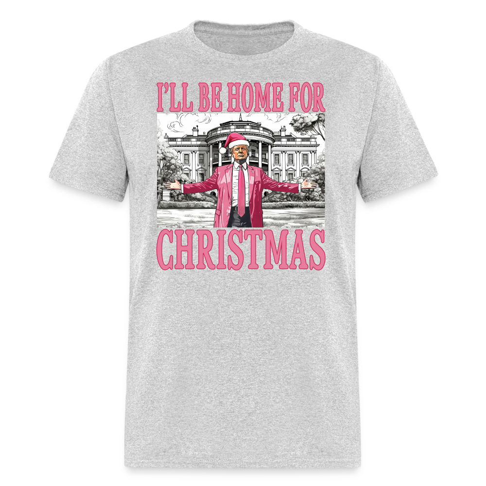 Funny Trump 2024 I'll Be Home Christmas Santa Xmas Pajamas T-Shirt - heather gray