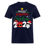 Merry Quarantine Christmas 2024 shirt Santa with face mask T-Shirt size S-6XL - navy