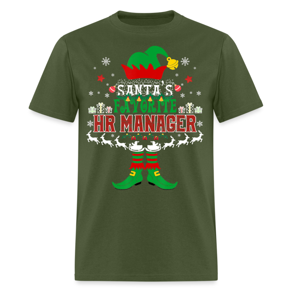Santa's Favorite HR Manager Elf shirt Christmas human resources T-Shirt - military green