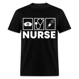 Nurses cap, stethoscope, syringe shirt Nursing Gift T-Shirt size S-6XL - black