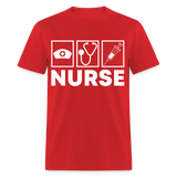 Nurses cap, stethoscope, syringe shirt Nursing Gift T-Shirt size S-6XL - red