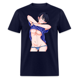 Manga Anime Waifu Japanese sexy Girl Ahegao Cosplay Hentai Ecchi T-Shirt - navy