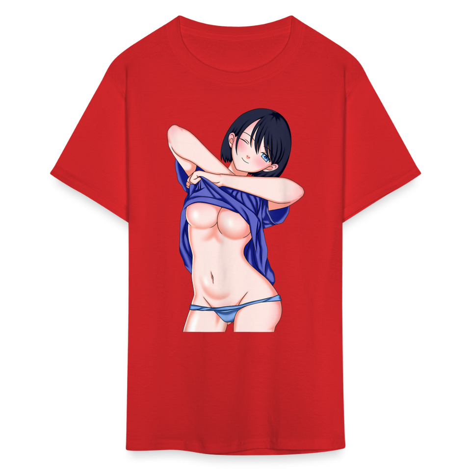 Manga Anime Waifu Japanese sexy Girl Ahegao Cosplay Hentai Ecchi T-Shirt - red