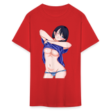Manga Anime Waifu Japanese sexy Girl Ahegao Cosplay Hentai Ecchi T-Shirt - red