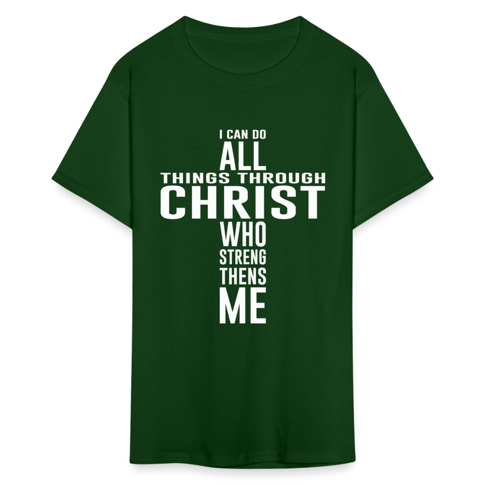I can do all things through christ shirt Catholic Religious Lord Jesus T-Shirt - forest green