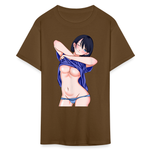 Manga Anime Waifu Japanese sexy Girl Ahegao Cosplay Hentai Ecchi T-Shirt - brown