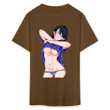 Manga Anime Waifu Japanese sexy Girl Ahegao Cosplay Hentai Ecchi T-Shirt - brown