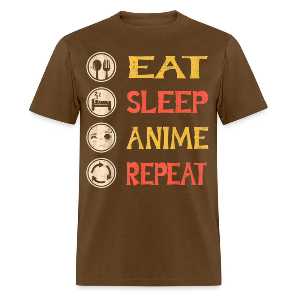 Eat Sleep Anime Repeat shirt Funny Anime Lovers T Shirt Gift T-Shirt size S-6XL - brown