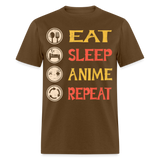 Eat Sleep Anime Repeat shirt Funny Anime Lovers T Shirt Gift T-Shirt size S-6XL - brown