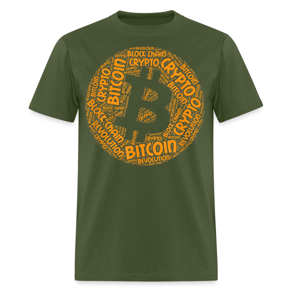 Bitcoin Crypto Revolution shirt Cryptocurrency BTC Block Chain TShirt Size S-6XL - military green