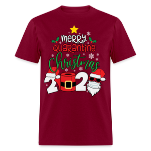 Merry Quarantine Christmas 2024 shirt Santa with face mask T-Shirt size S-6XL - burgundy