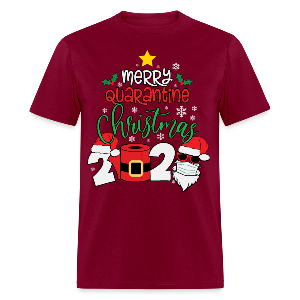 Merry Quarantine Christmas 2024 shirt Santa with face mask T-Shirt size S-6XL - burgundy