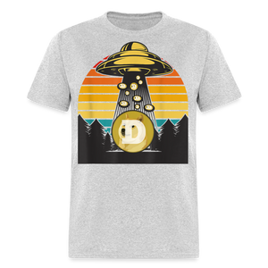 Dogecoin To the Moon shirt Doge HODL Rocket Crypto Meme UFO T-Shirt Size S-6XL - heather gray