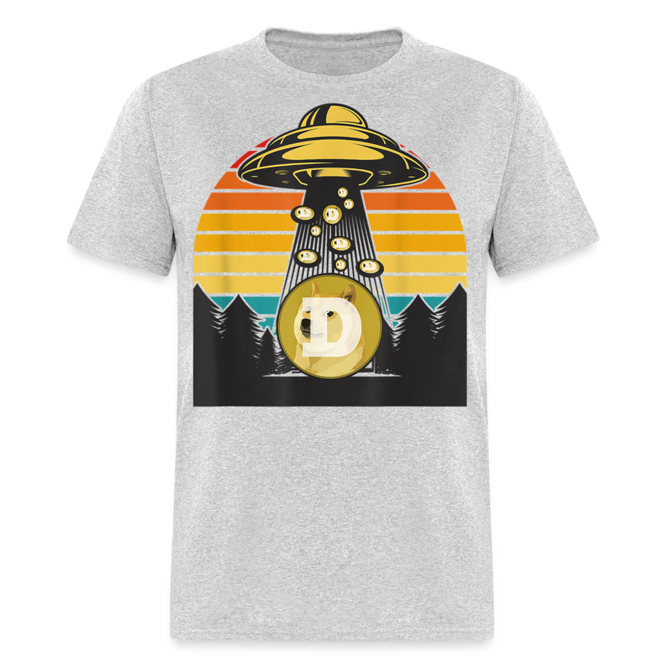 Dogecoin To the Moon shirt Doge HODL Rocket Crypto Meme UFO T-Shirt Size S-6XL - heather gray