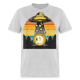 Dogecoin To the Moon shirt Doge HODL Rocket Crypto Meme UFO T-Shirt Size S-6XL - heather gray