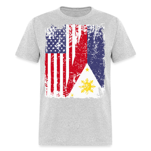 Pinoy USA shirt I Love Filipino American Flag Grunge Vintage T-Shirt Size S-6XL - heather gray