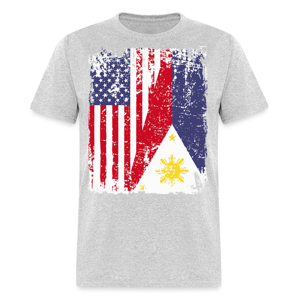 Pinoy USA shirt I Love Filipino American Flag Grunge Vintage T-Shirt Size S-6XL - heather gray