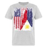 Pinoy USA shirt I Love Filipino American Flag Grunge Vintage T-Shirt Size S-6XL - heather gray