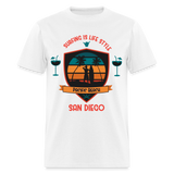 Surfing is Life Style shirt Pacific Beach San Diego California 619 T-Shirt - white