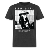 Sad Anime Emo Girl - Japanese Aesthetic Vaporwave Anime Otaku Sadness T-Shirt - heather black