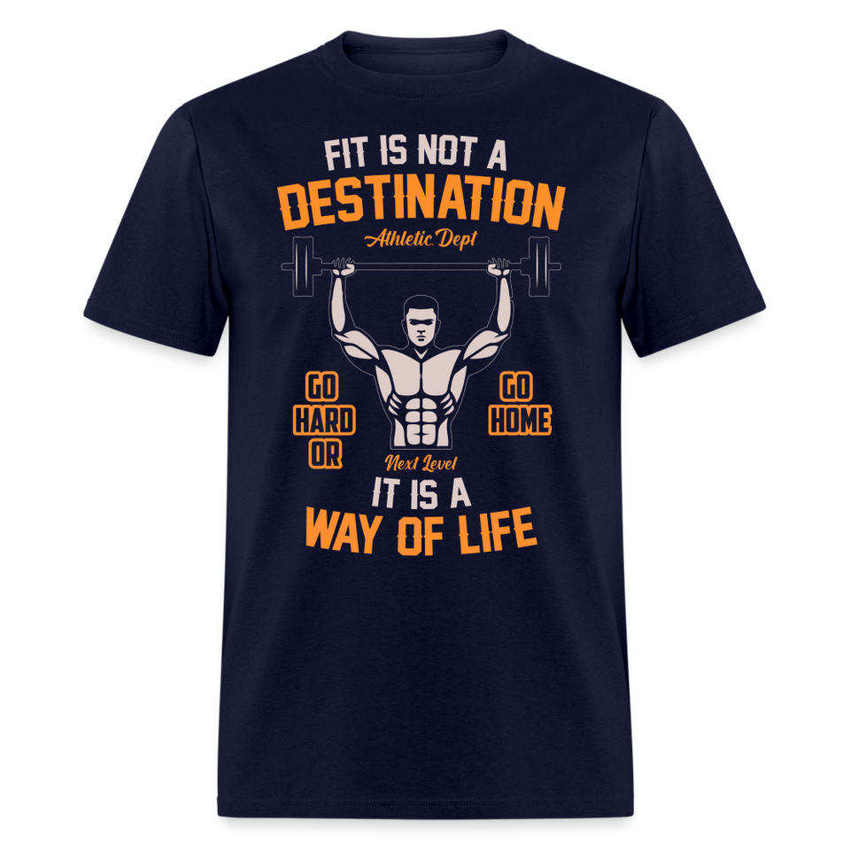 Fit is not a destination shirt Motivational Gym Fitness T-Shirt size S-6XL - navy
