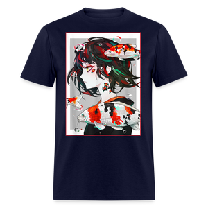 Anime Girl Cute Japanese Aesthetic shirt Anime Tee Otaku Fish Waifu Gift T-Shirt - navy