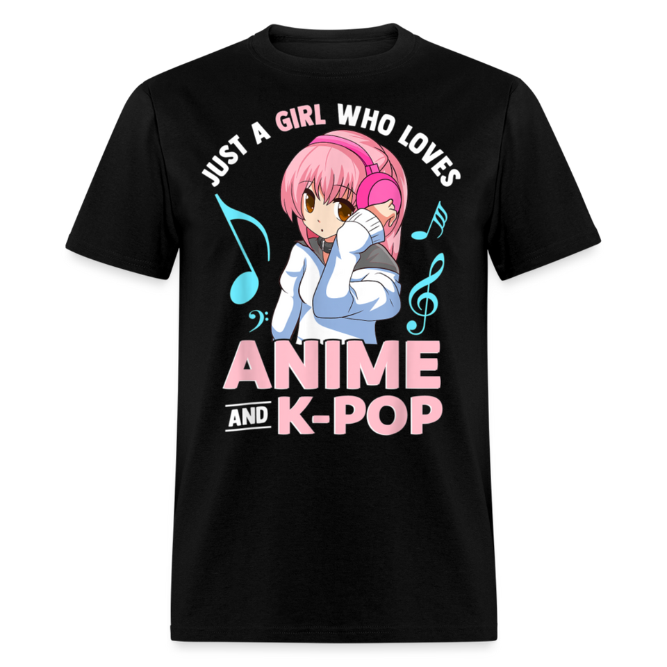 Just A Girl Who Loves Anime and K-Pop BTS Cute shirt for Anime KPOP Fans T-Shirt - black