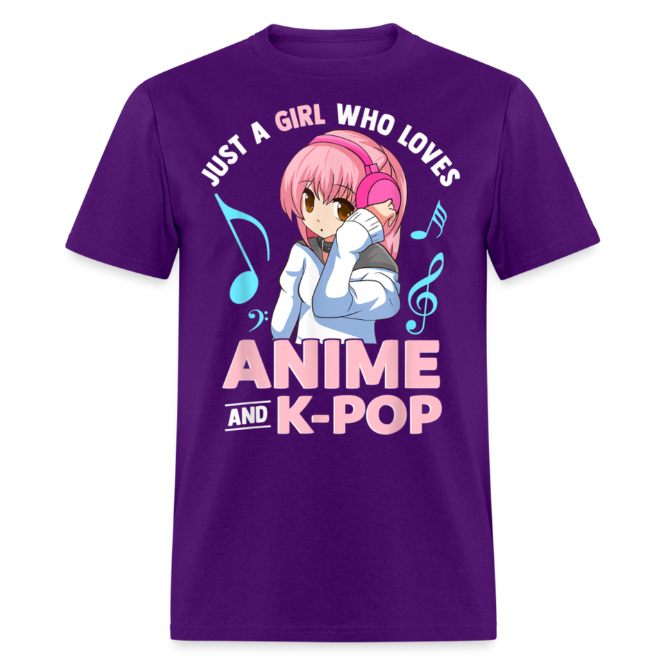 Just A Girl Who Loves Anime and K-Pop BTS Cute shirt for Anime KPOP Fans T-Shirt - purple