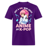 Just A Girl Who Loves Anime and K-Pop BTS Cute shirt for Anime KPOP Fans T-Shirt - purple