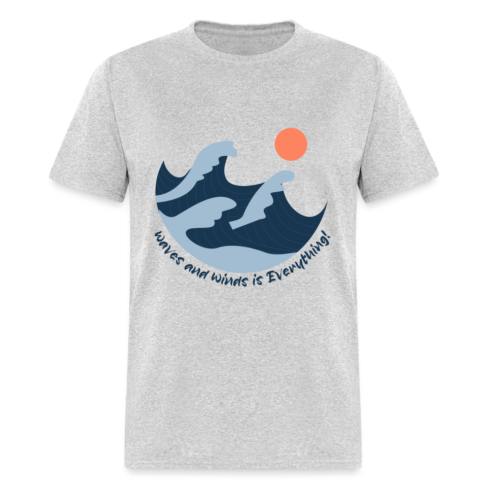 Waves and Winds is Everything shirt Ocean Beach Lover Surfing T-Shirt Size S-6XL - heather gray