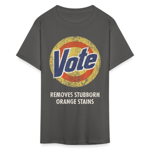 Anti-Trump Vote Shirt Removes Stubborn Orange Stains Funny Detergent T-Shirt - charcoal