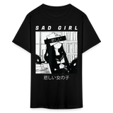 Sad Anime Emo Girl - Japanese Aesthetic Vaporwave Anime Otaku Sadness T-Shirt - black