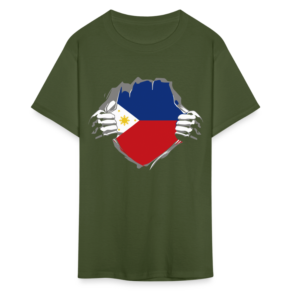 Philippines Flag shirt Filipino T-Shirt Rips Open size S-6XL - military green