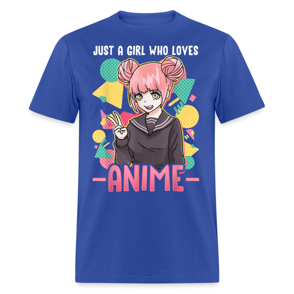 Just a Girl Who Loves Anime shirt Best Gift Cute Beautiful Anime Lovers T-Shirt - royal blue