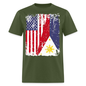 Pinoy USA shirt I Love Filipino American Flag Grunge Vintage T-Shirt Size S-6XL - military green