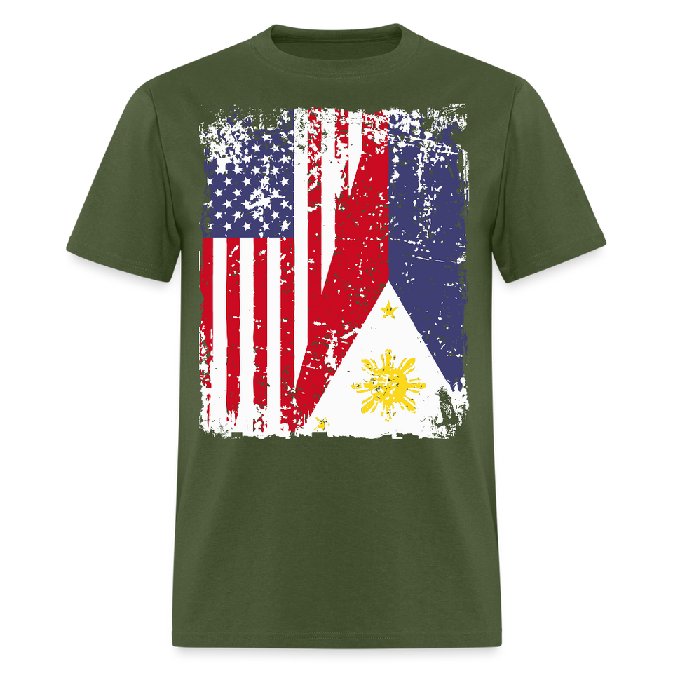 Pinoy USA shirt I Love Filipino American Flag Grunge Vintage T-Shirt Size S-6XL - military green