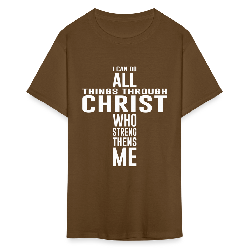 I can do all things through christ shirt Catholic Religious Lord Jesus T-Shirt - brown