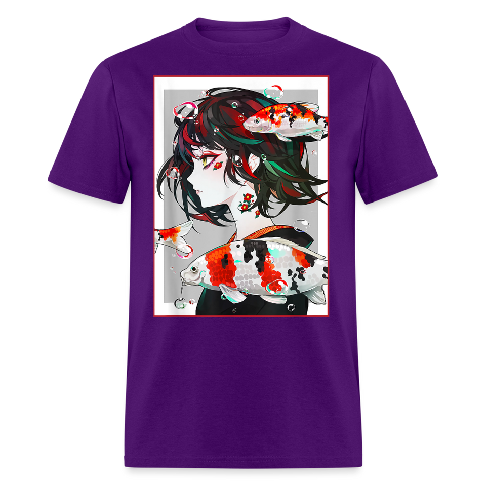 Anime Girl Cute Japanese Aesthetic shirt Anime Tee Otaku Fish Waifu Gift T-Shirt - purple