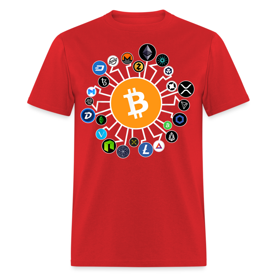 Bitcoin shirt BTC ETH LTC XMR Hodlers Decentralized Crypto Altcoin T-Shirt S-6XL - red
