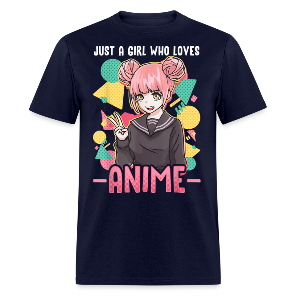 Just a Girl Who Loves Anime shirt Best Gift Cute Beautiful Anime Lovers T-Shirt - navy
