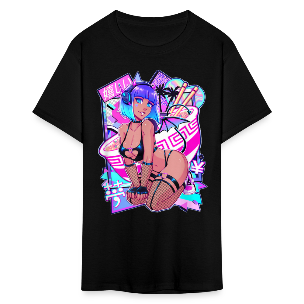 Pretty Anime Cute Demon shirt Sexy Devil Girl Ahegao Hentai Ecchi T-Shirt - black