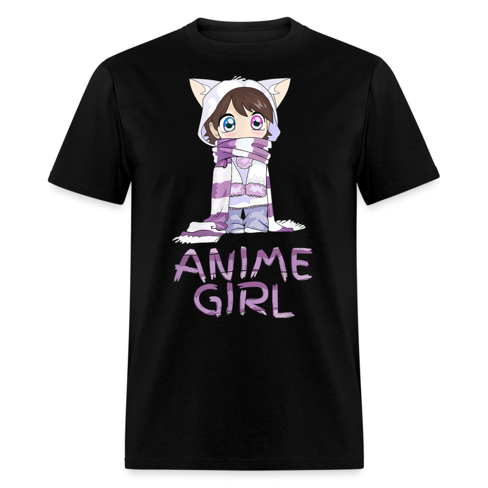Kawaii Anime Girl Kawaii Clothes Cute Girl With Kitty Ears T-Shirt - black