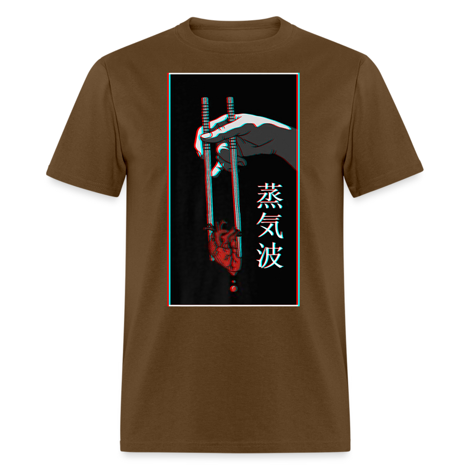 Japanese Futurism Heart Chop Sticks shirt Anime Retro T-Shirt Size S-6XL - brown