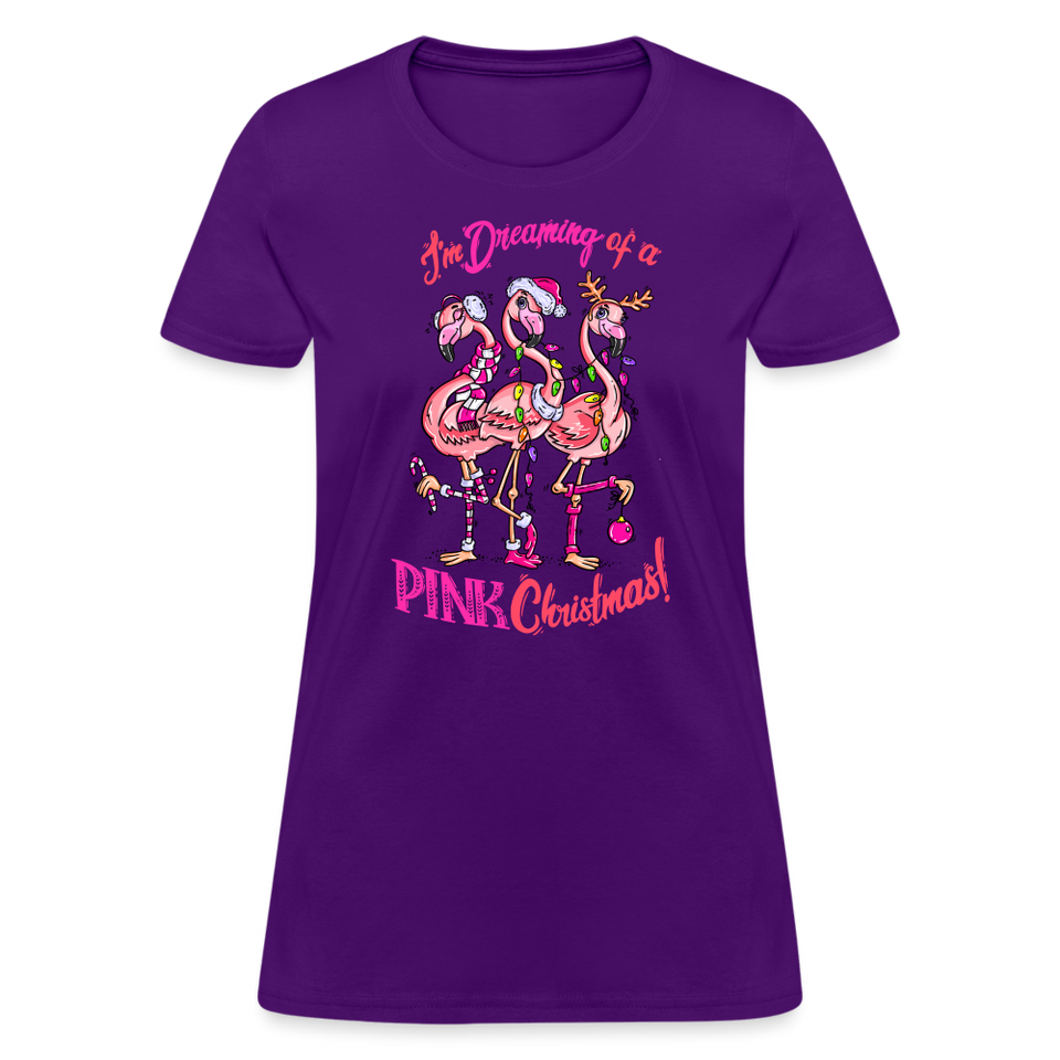 I'm Dreaming of a Pink Christmas Shirt Flamingo Bird Women's T-Shirt - purple