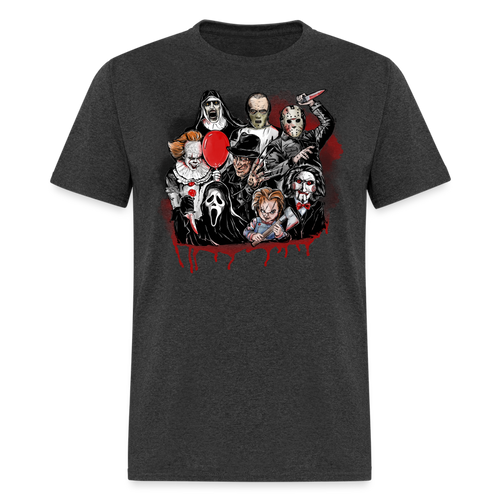 Horror Characters Friends Halloween Tee Shirt Scary Movie Horror Friends T-shirt - heather black