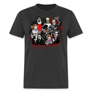 Horror Characters Friends Halloween Tee Shirt Scary Movie Horror Friends T-shirt - heather black